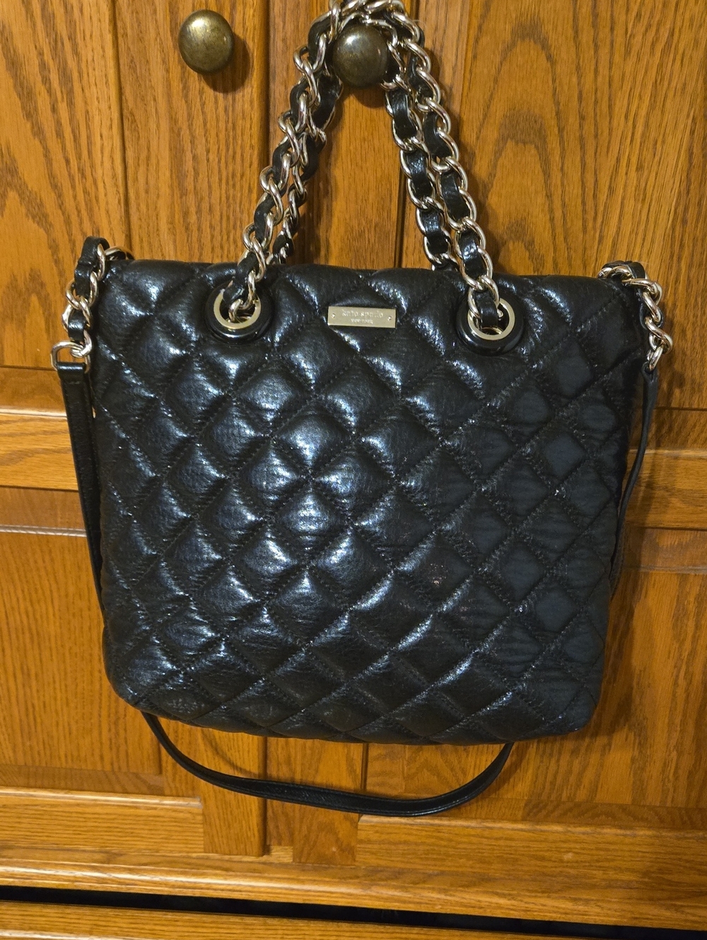 Kate Spade Black Quilted Shoulder Bag with Chain Straps